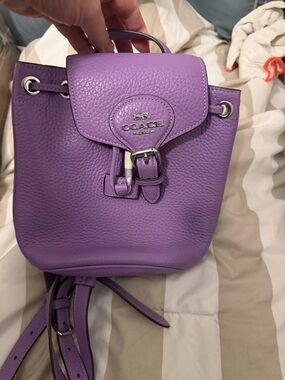 Coach Pebbled Leather Mini Backpack in Lavender Purple